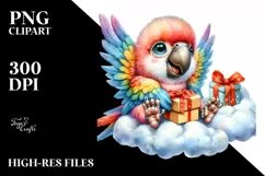Retro Baby Macaw with Santa Hat PNG Product Image 1