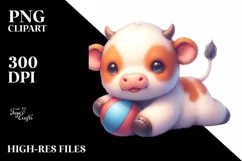 Cute Baby Cow Wrestling Pastel | Clipart Product Image 3