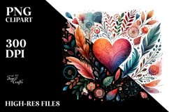 Valentines Boho Watercolor Heart PNG Product Image 2