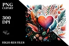 Valentines Boho Watercolor Heart PNG Product Image 2