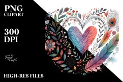 Valentines Boho Watercolor Heart PNG Product Image 2