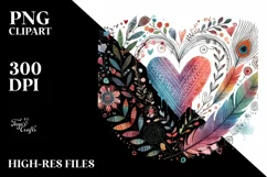 Valentines Boho Watercolor Heart PNG Product Image 2