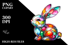 Vibrant Bunny on Splashy Background PNG Product Image 2