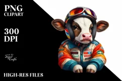 Cow in Racer Suit, Fun PNG Product Image 3