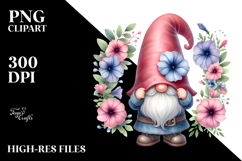 Gnome with Petunia Floral PNG Product Image 2
