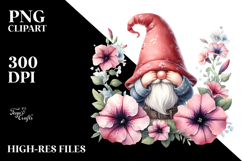 Gnome with Petunia Floral PNG Product Image 2