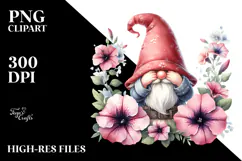 Gnome with Petunia Floral PNG Product Image 2