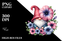 Gnome with Petunia Floral PNG Product Image 2