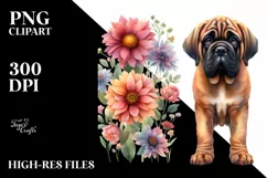 Mastiff Flowers Standing Up | Watercolor Clipart Product Image 1