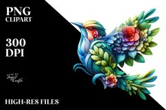 Vibrant Bird with Flowers, PNG Product Image 3