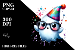 Chibi-Style Ghost with Party Hat, PNG Product Image 2