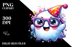 Chibi-Style Ghost with Party Hat, PNG Product Image 2