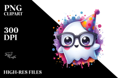 Chibi-Style Ghost with Party Hat, PNG Product Image 2