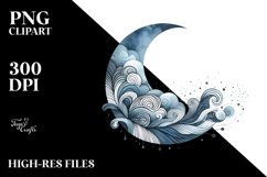 Whimsical Moon, Very Simple, PNG Product Image 2
