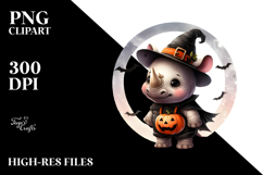 Cute Baby Rhino Dressed for Halloween PNG Product Image 2