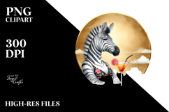 Beachwear Zebra Drinking Cocktail PNG Product Image 2