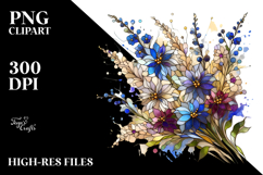 Stained Delphinium, Watercolor PNG Product Image 2