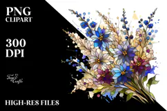 Stained Delphinium, Watercolor PNG Product Image 2