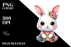 Smiling Rabbit on Skateboard PNG Product Image 2