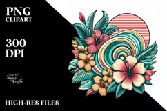 Retro Tropical Waves Clipart | Sublimation | Clipart Product Image 3