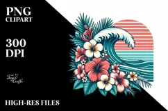 Retro Tropical Waves Clipart | Sublimation | Clipart Product Image 3