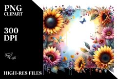 Abstract Colorfull Frame Sunflower | Clipart Product Image 2