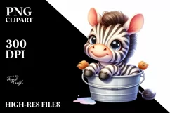 Colorful Baby Zebra in Bucket | Clipart Product Image 1