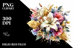 Vibrant Bouquet with Gold Foil PNG Product Image 1
