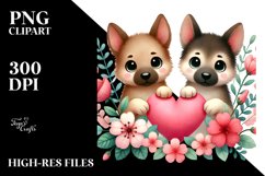 Heart-Made Tail German Shepherd Holding Flower PNG Product Image 2