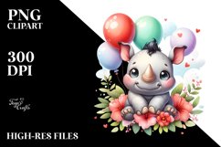 Small Smiling Rhino Balloons Clipart Product Image 3