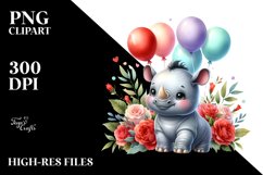 Small Smiling Rhino Balloons Clipart Product Image 3