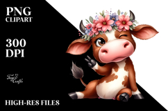 Cartoony Cow with Winking Eye PNG Product Image 2