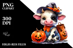 Cute Baby Halloween Cow PNG Product Image 2