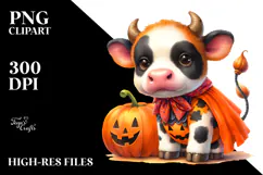Cute Baby Halloween Cow PNG Product Image 2