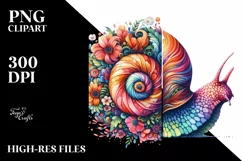Retro Watercolor Snail Sticker | Sublimation | Clipart Product Image 3