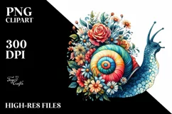 Retro Watercolor Snail Sticker | Sublimation | Clipart Product Image 1