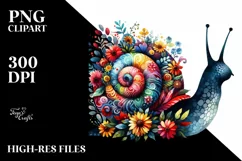 Retro Watercolor Snail Sticker | Sublimation | Clipart Product Image 3