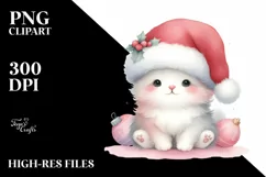 Cute Christmas Cat with Santa Hat PNG Product Image 3
