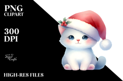 Cute Christmas Cat with Santa Hat PNG Product Image 2