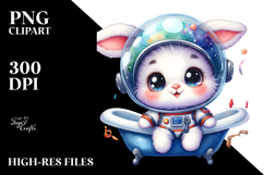Smiling Cute Watercolor Baby Bunny PNG Product Image 2