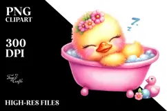 cute Baby Duck with Bathtub PNG Product Image 2