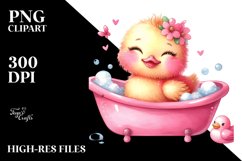 cute Baby Duck with Bathtub PNG Product Image 2