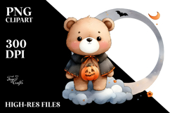 Cute Baby Bear Dressed for Halloween PNG Product Image 2