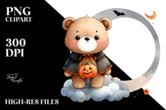Cute Baby Bear Dressed for Halloween PNG Product Image 2