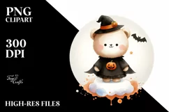 Cute Baby Bear Dressed for Halloween PNG Product Image 3
