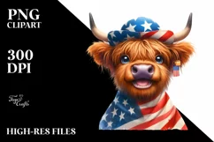Highland Cow in USA Flag Colors,Entertaining Smile | Product Image 3