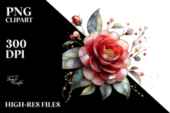 Camellia Watercolor Splash PNG Product Image 2