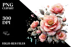 Camellia Watercolor Splash PNG Product Image 2