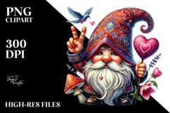 Valentines Gnome Watercolor Victory PNG Product Image 2