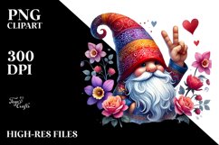 Valentines Gnome Watercolor Victory PNG Product Image 2